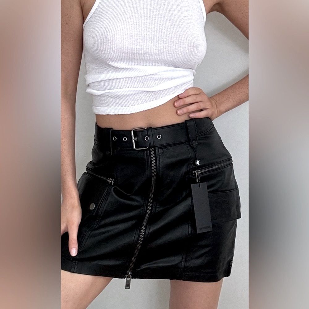 free people x One Teaspoon Leather Skirt nwt